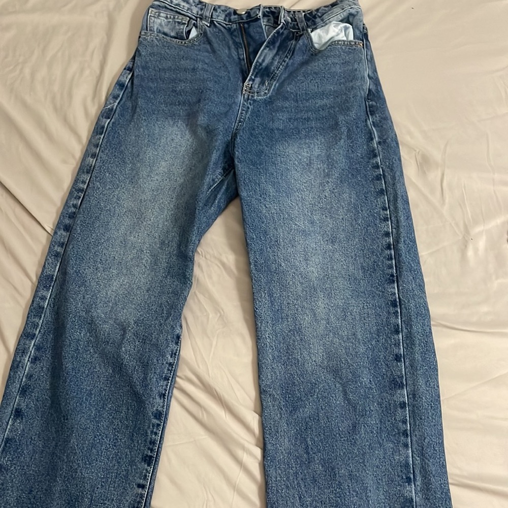 Womens XS Dark Washed High Rise Jeans Straight Legged